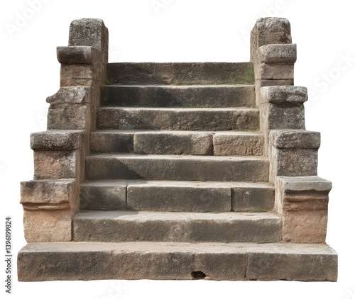 Ancient stone staircase with weathered texture and architectural symmetry
