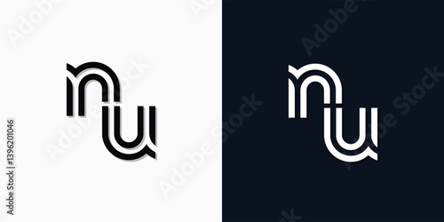 Modern Abstract Initial letter NU logo.