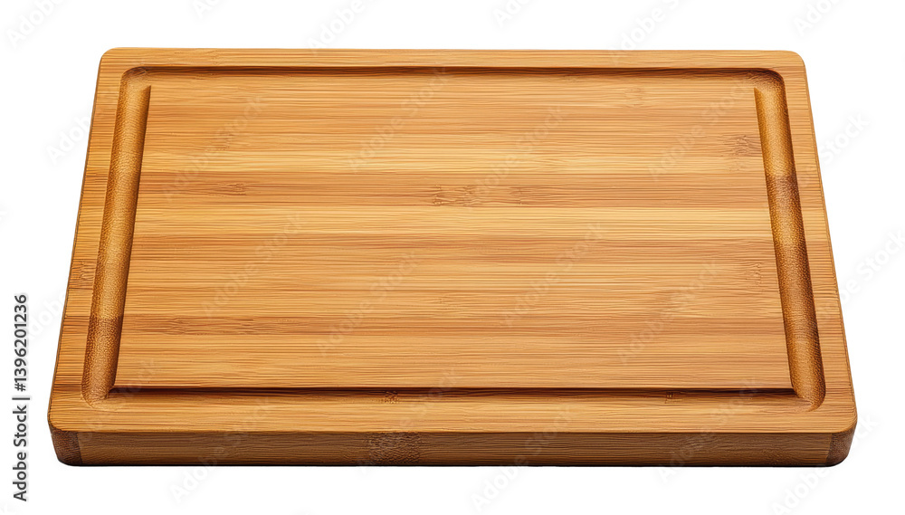 Rectangular bamboo cutting board isolated on transparent background, kitchen utensil Rectangular bamboo cutting board isolated on transparent background, kitchen utensil