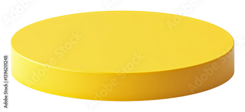 Yellow circular platform with smooth surface, isolated on transparent background