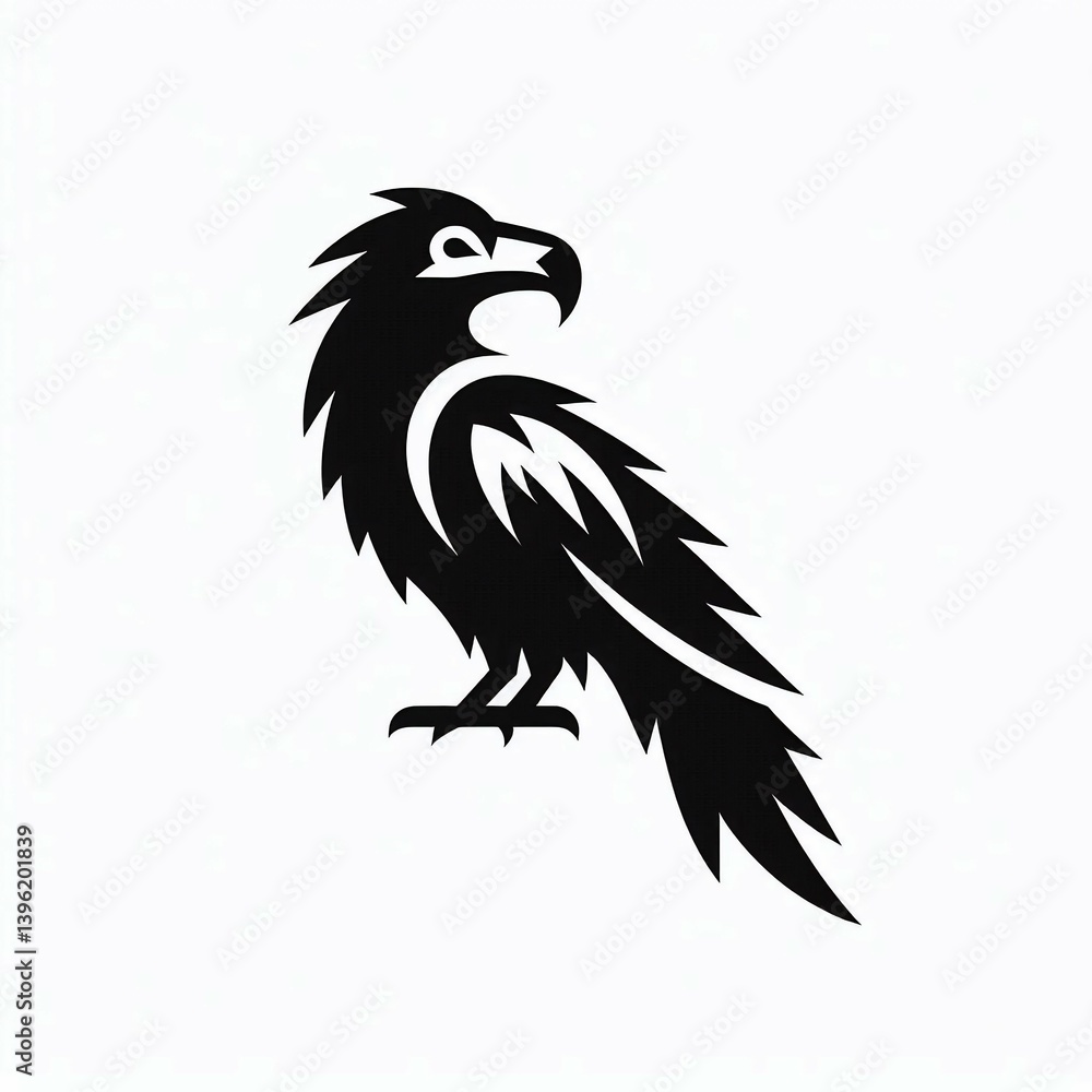 Obraz premium Raven Silhouette Logo Bold and Striking Design Suitable for Business Card