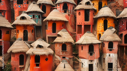 Traditional village with clay houses in Senegal, Africa 