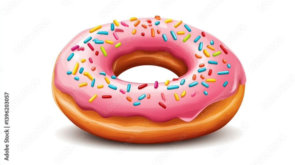 Delicious Pink Frosted Donut with Colorful Sprinkles Sweet Treats Bakery Food Dessert Illust Delicious Pink Frosted Donut with Colorful Sprinkles Sweet Treats Bakery Food Dessert Illust