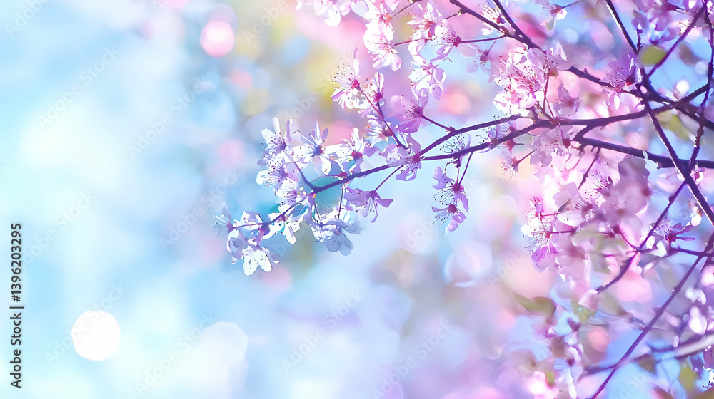 Delicate Pink Blossoms Against Pastel Background Delicate Pink Blossoms Against Pastel Background