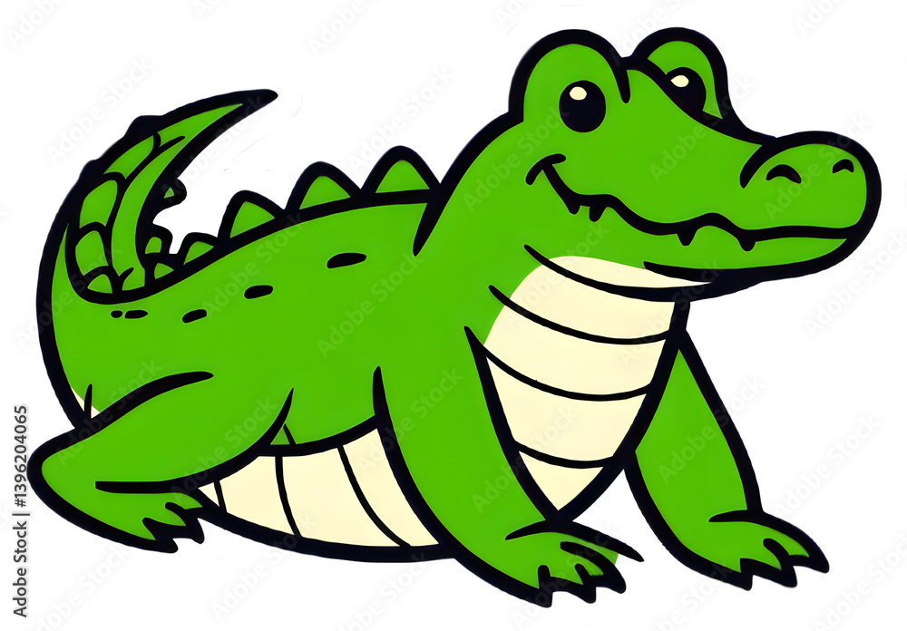 cartoon crocodile with a smile Sticker illustration. Generative ai cartoon crocodile with a smile Sticker illustration. Generative ai