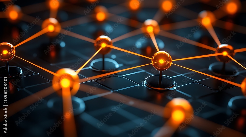 Glowing Network Spheres Abstract Technology Glowing Network Spheres Abstract Technology