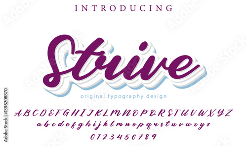 Strive Font Stylish brush painted an uppercase vector letters, alphabet, typeface