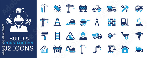 Build And Construction Vector Icon , Icon Set