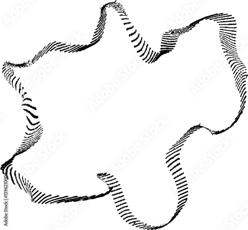 Organic frame composed of gentle curves and flowing dotted lines creating a smooth and irregular circular motion.