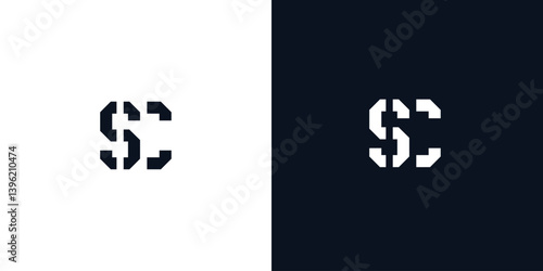 Creative abstract initial letter SC logo.