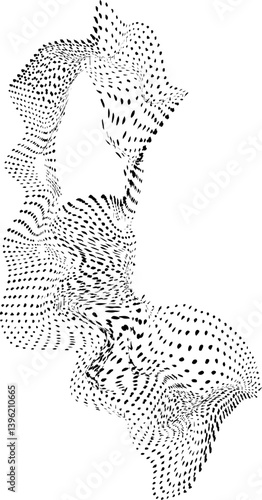 Dotted line shape with soft curves and subtle irregularities creating an abstract form with natural fluid motion.