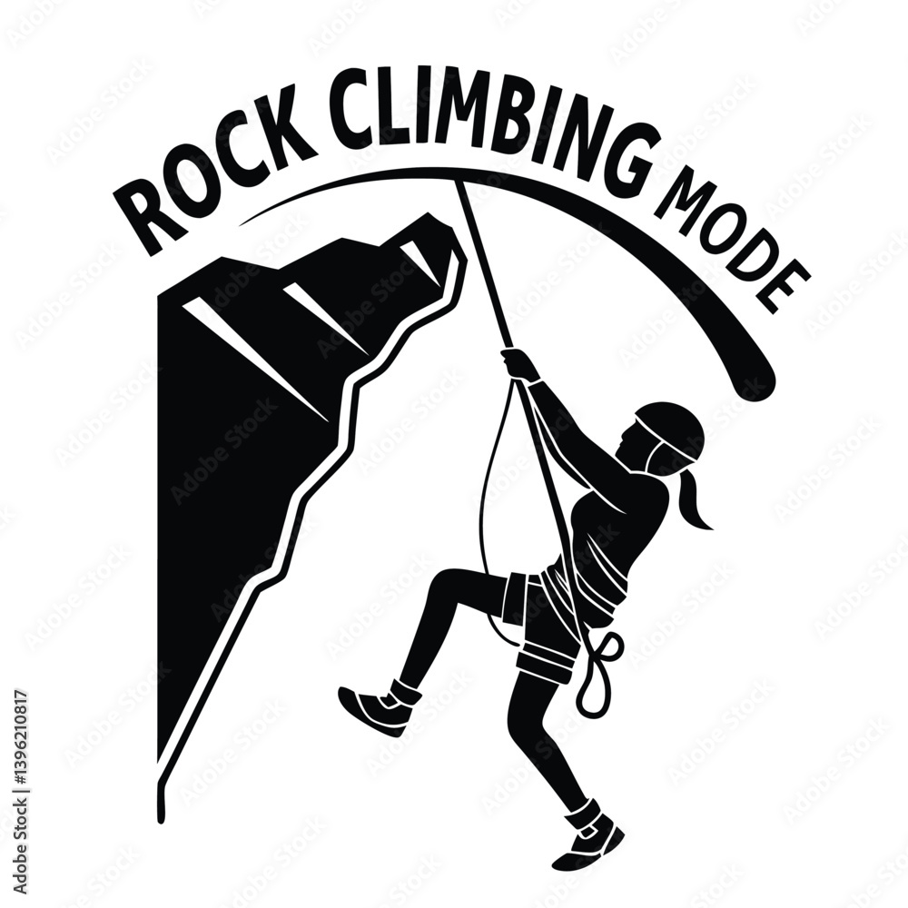 Fototapeta premium Mountain Climber Logo and Silhouette Rappelling Vector – Extreme Adventure Sports Emblem, Rock Climbing Badge Design, Outdoor Expedition Icon Set