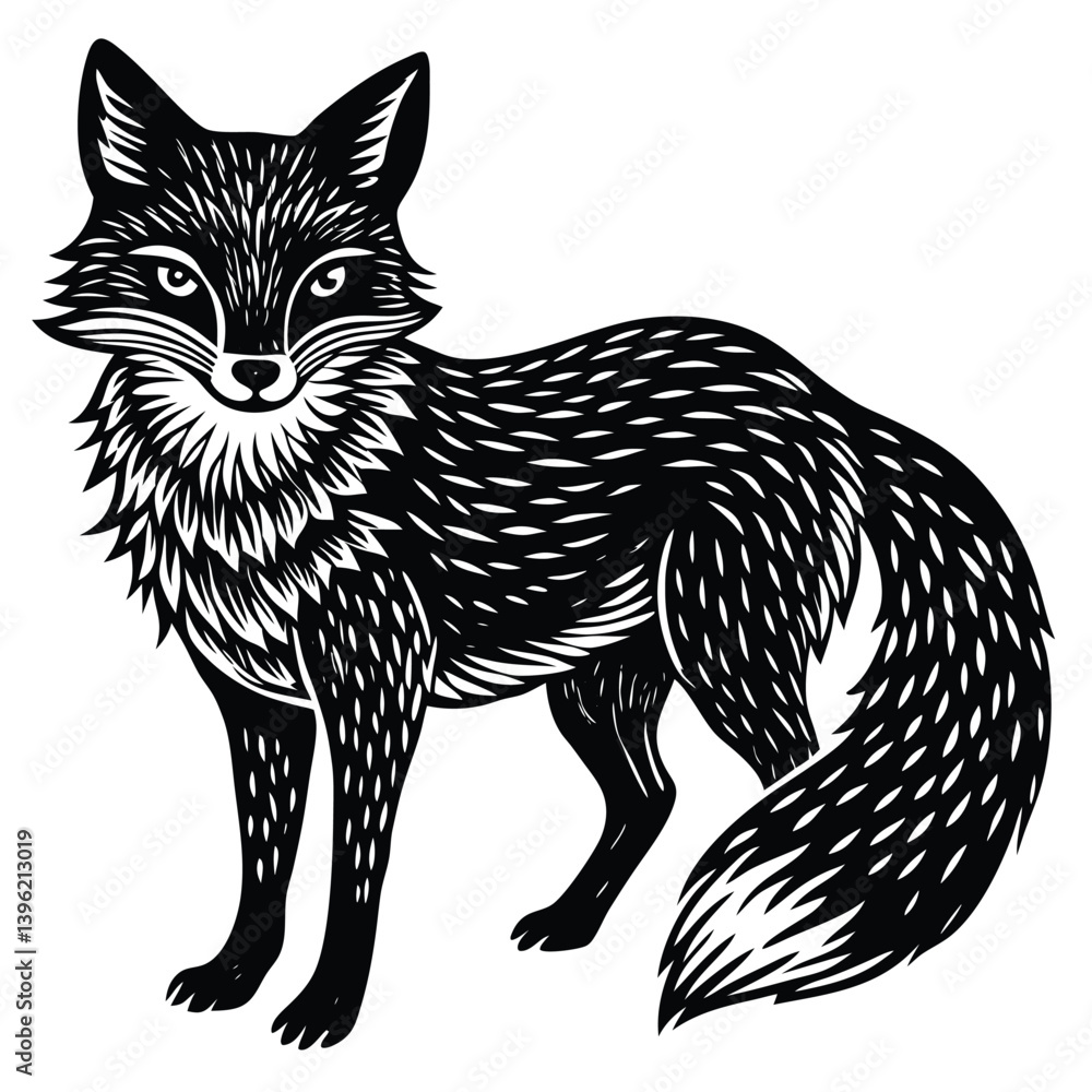Obraz premium Cute vector illustration of a wild fox and cat sketch, mammal art