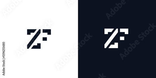 Creative abstract initial letter ZF logo.