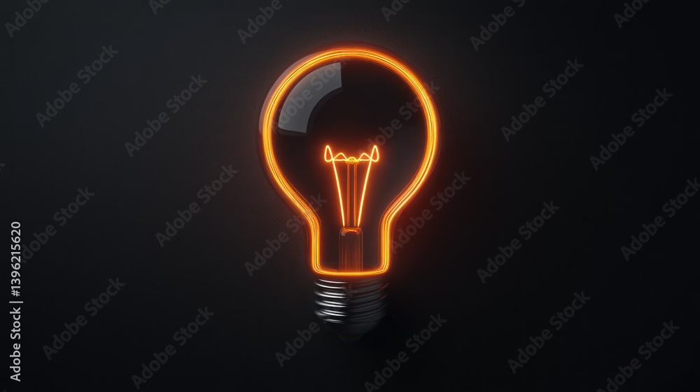 Illuminated Light Bulb A Symbol of Innovation and Creativity in a Dark Setting Illuminated Light Bulb A Symbol of Innovation and Creativity in a Dark Setting