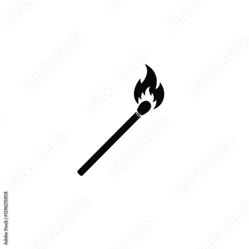 Simple Black And White Matchstick Vector Illustration Design Element Isolated