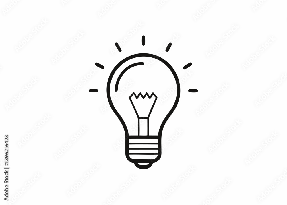 Minimalist Light Bulb Icon Black And White Graphic Minimalist Light Bulb Icon Black And White Graphic