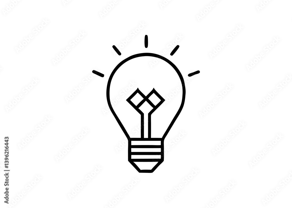 Minimalist Light Bulb Icon Black And White Graphic Minimalist Light Bulb Icon Black And White Graphic