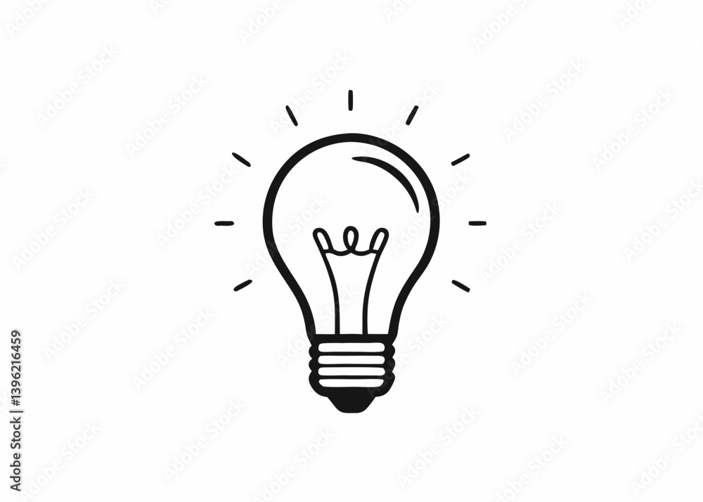 Minimalist Light Bulb Icon Black And White Graphic Minimalist Light Bulb Icon Black And White Graphic