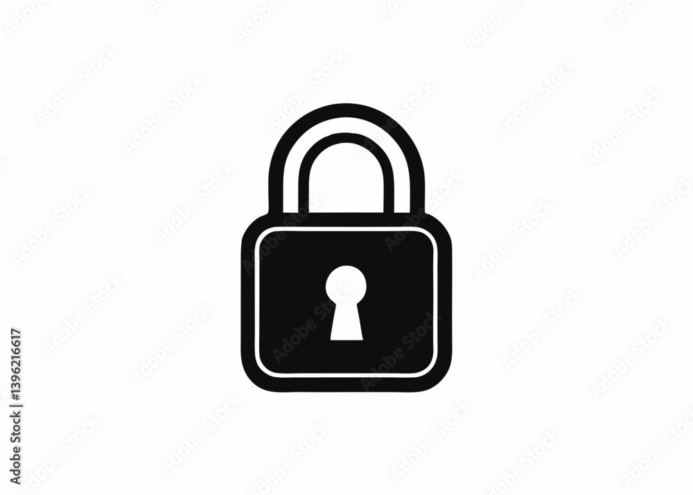 Padlock Icon Black And White Simple Design Security Padlock Icon Black And White Simple Design Security