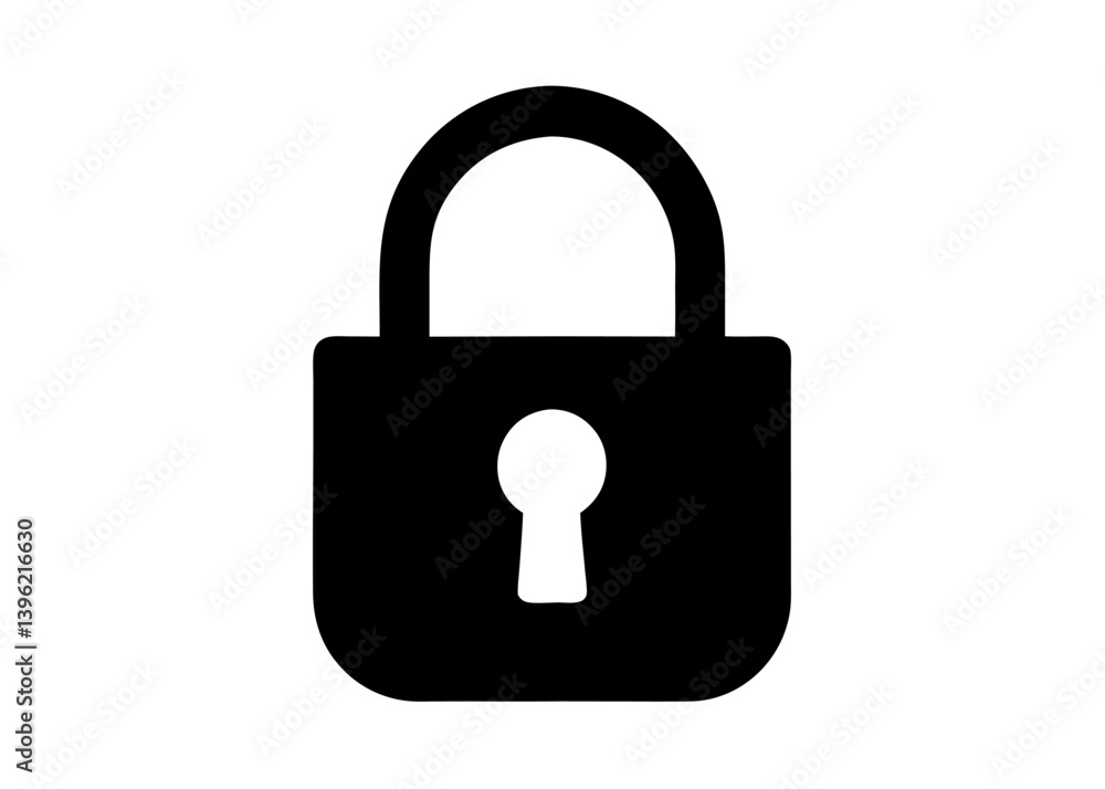 Padlock Icon Black And White Simple Design Security Padlock Icon Black And White Simple Design Security