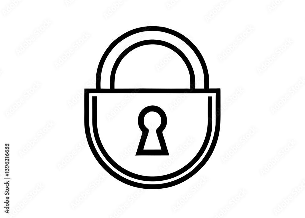 Padlock Icon Black And White Simple Design Security Padlock Icon Black And White Simple Design Security