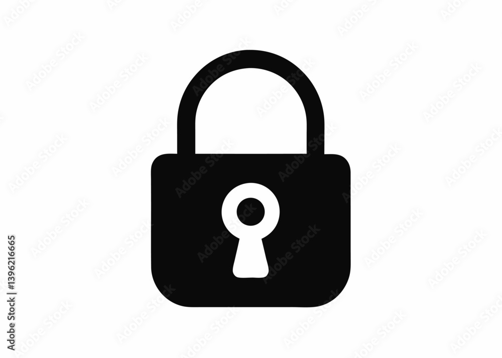 Padlock Icon Black And White Simple Design Security Padlock Icon Black And White Simple Design Security