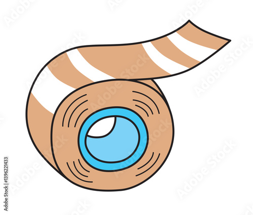 Brown adhesive sticky tape roll isolated cartoon vector illustration