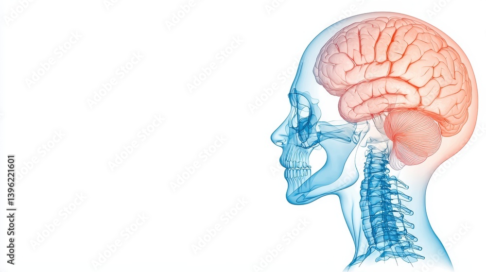 Obraz premium Detailed anatomical representation of the human brain showcasing its complex structure with space for text and labels