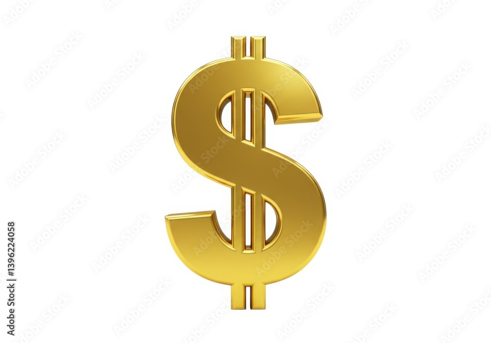 Obraz premium Golden dollar symbol finance currency wealth investment icon isolated on white background