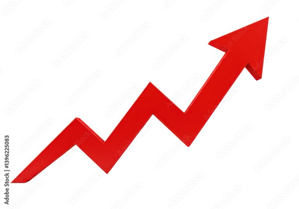 Stock market growth arrow trending upward financial chart isolated on white background Stock market growth arrow trending upward financial chart isolated on white background