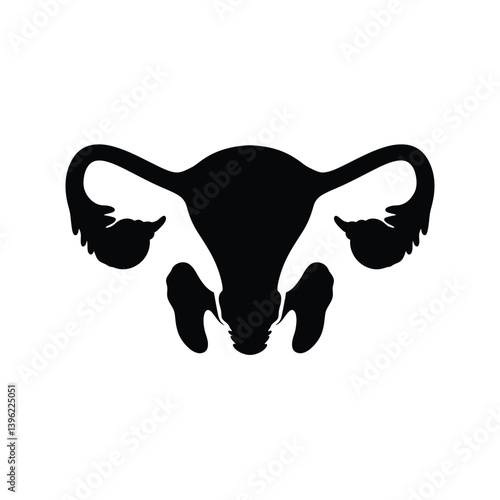 Female Reproductive System Silhouette Uterus Ovaries And Fallopian Tubes Anatomy Illustration