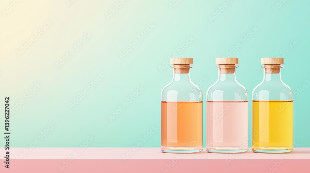 Three bottles of liquid representing toxic substances and safety measures for awareness in professional presentations Three bottles of liquid representing toxic substances and safety measures for awareness in professional presentations