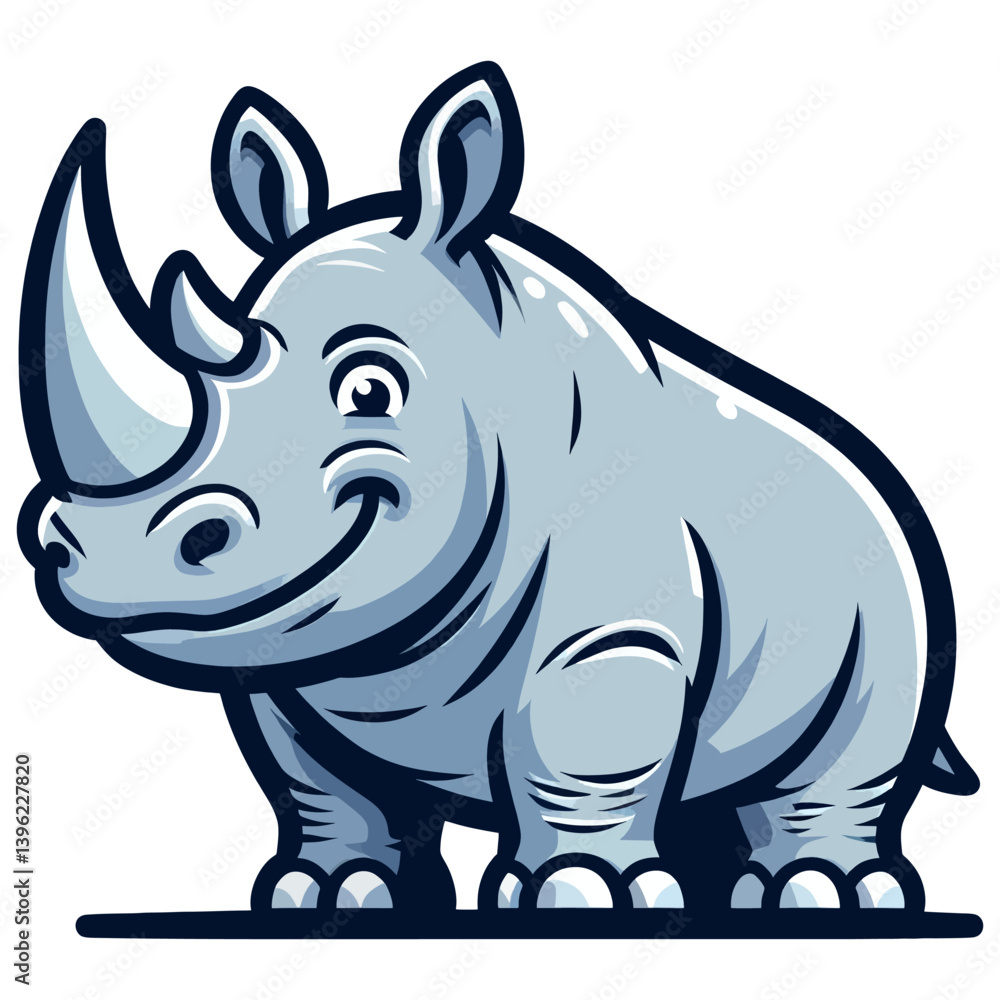 Fototapeta premium Smiling Rhino Cartoon