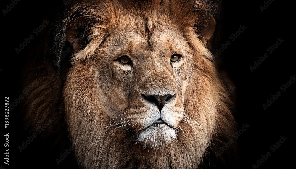 Obraz premium Portrait of a Beautiful lion lion in dark