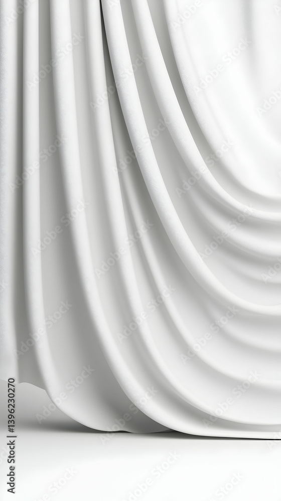 White Fabric Drape with Soft Folds and Subtle Shadows White Fabric Drape with Soft Folds and Subtle Shadows