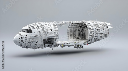 Fototapeta Naklejka Na Ścianę i Meble -  Abstract 3D Model Of An Airplane