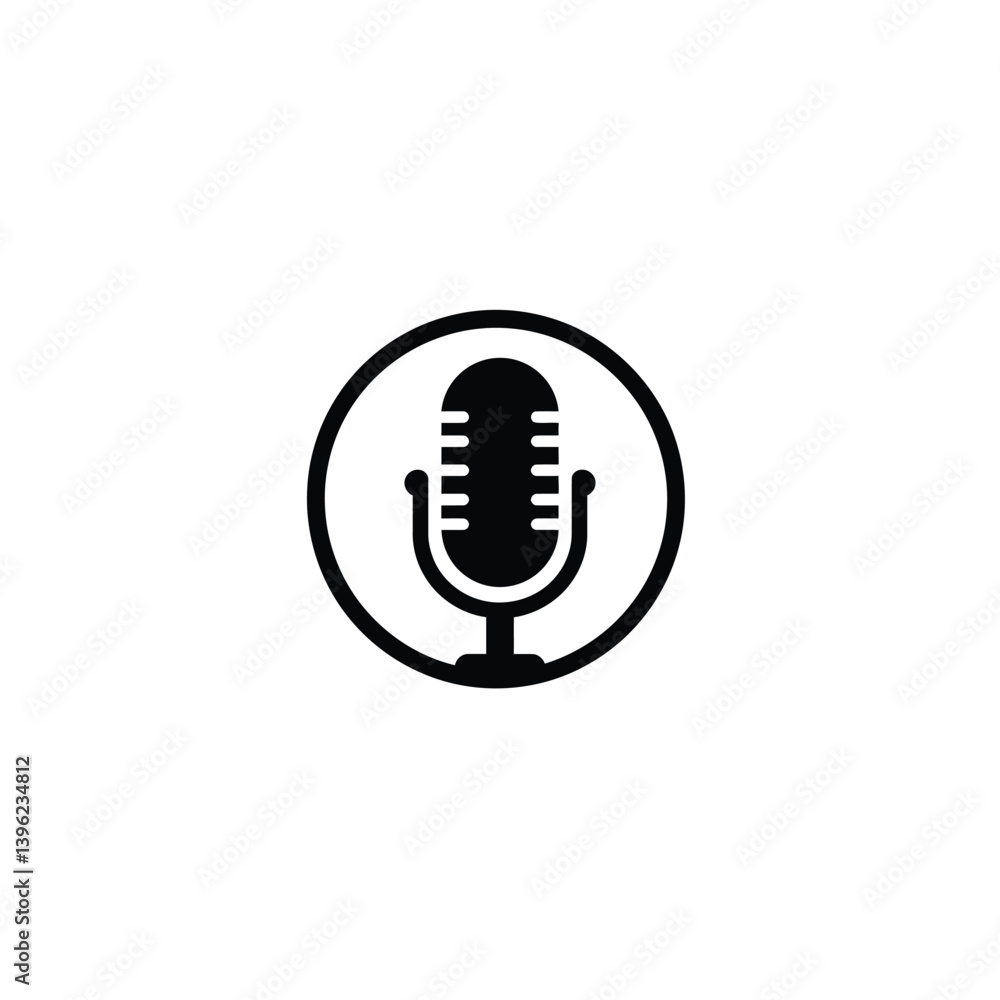 Microphone In Circle Minimalist Vector Icon For Podcast Or Broadcast Design Microphone In Circle Minimalist Vector Icon For Podcast Or Broadcast Design