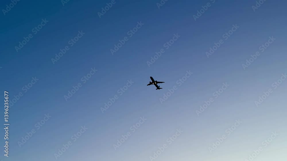 A sleek airplane glides effortlessly through a beautiful blue sky, showcasing the elegance of aviation A sleek airplane glides effortlessly through a beautiful blue sky, showcasing the elegance of aviation