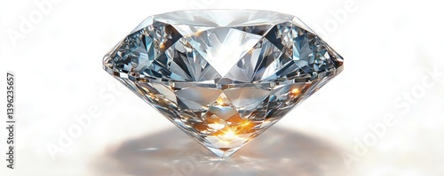 Hyper-realistic diamond with intricate facets showcasing brilliance and clarity in a minimalistic setting