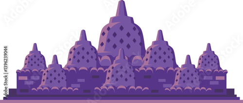 Stylized Illustration of Borobudur Temple, Design Inspiration, Vector, Illustration, Object, Template