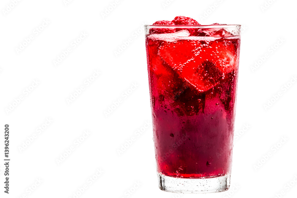 Refreshing Raspberry Fizz Sparkling Ice Cubes Red Drink Summer Refreshing Raspberry Fizz Sparkling Ice Cubes Red Drink Summer