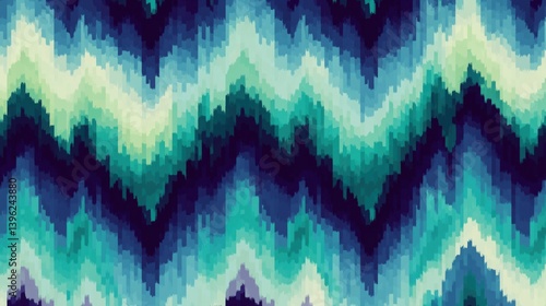 Colorful zigzag pattern in shades of blue and green creating a vibrant abstract design suitable for modern decor.