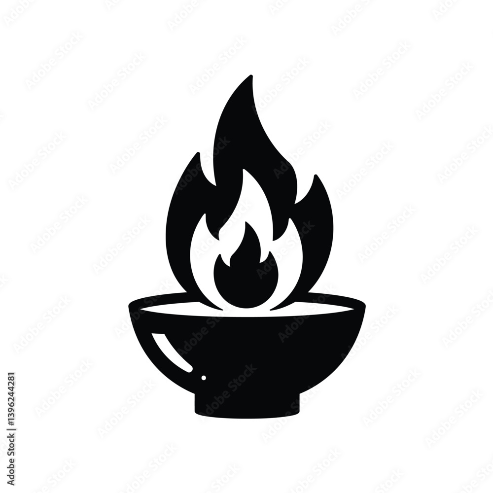 Silhouette Illustration Of A Flaming Torch In A Bowl Black And White Silhouette Illustration Of A Flaming Torch In A Bowl Black And White