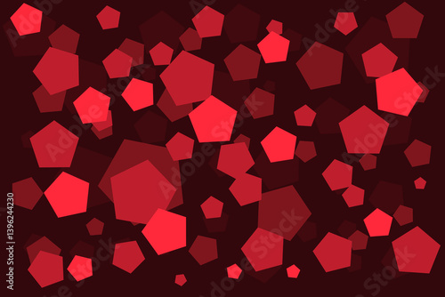 Red pentagon shapes create a bold abstract background style, ideal for posters, digital art, or geometric-themed designs.