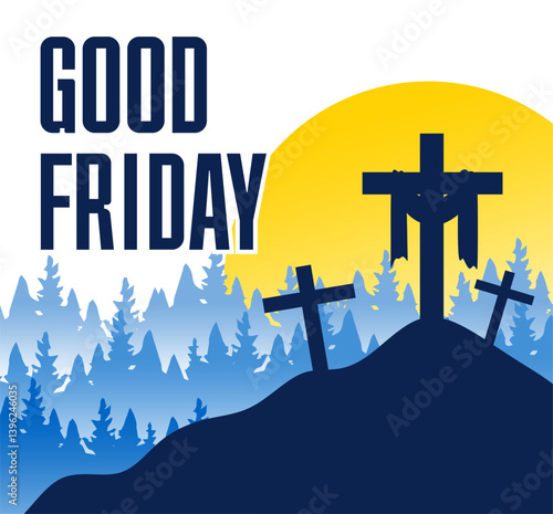 happy good friday with cross silhouette