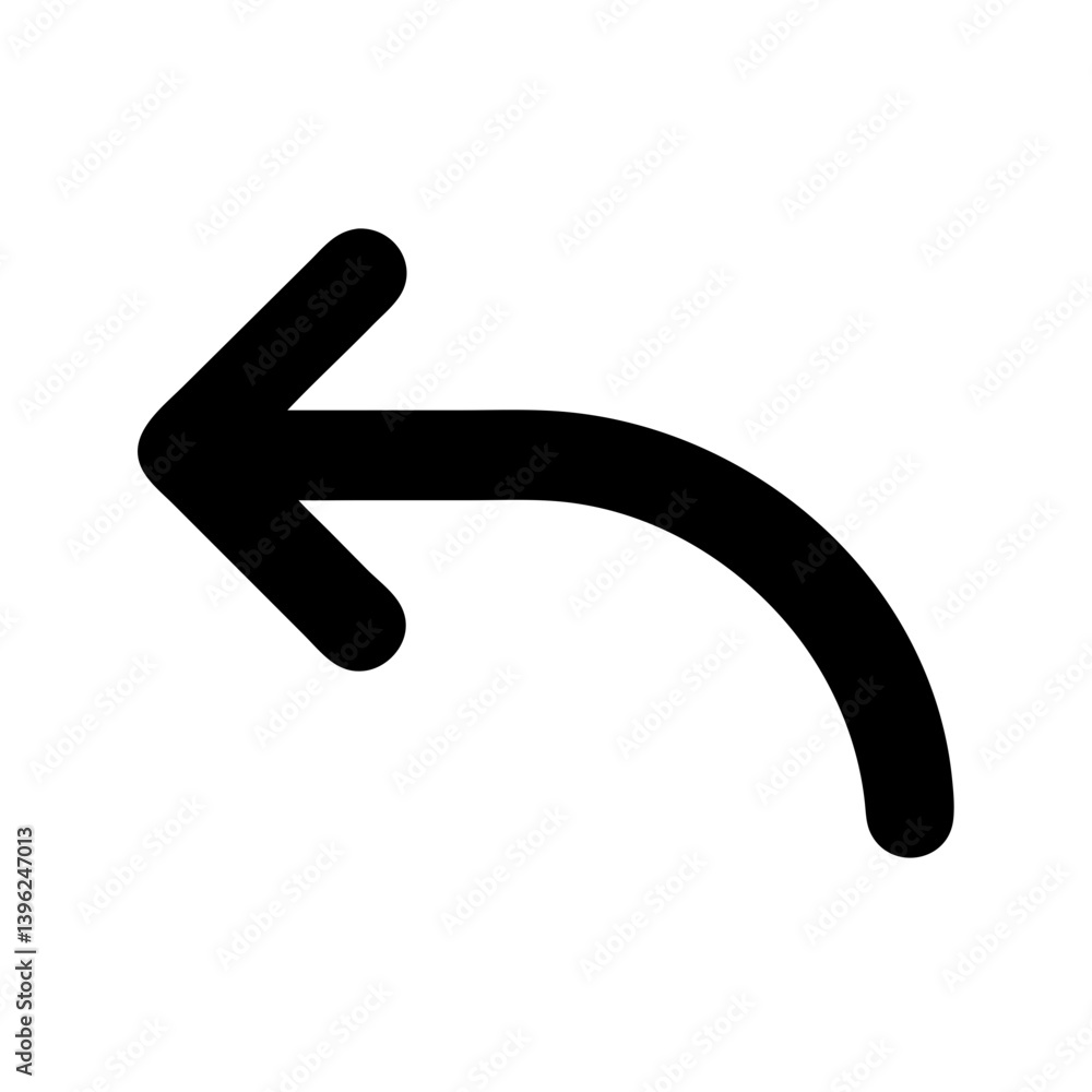 Ícone de seta curva apontando para a esquerda em formato PNG ou SVG, vetor, simbolizando retorno ou navegação para trás Ícone de seta curva apontando para a esquerda em formato PNG ou SVG, vetor, simbolizando retorno ou navegação para trás