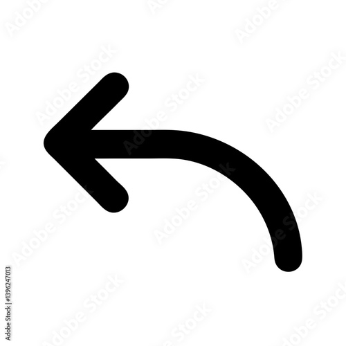 Ícone de seta curva apontando para a esquerda em formato PNG ou SVG, vetor, simbolizando retorno ou navegação para trás