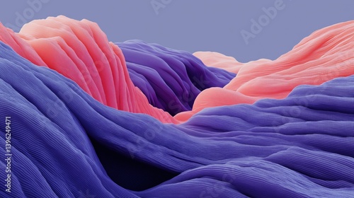 Obraz na płótnie Vibrant waves of colorful textures flowing through a surreal landscape in a peaceful atmosphere, 3d illustration. w salonie