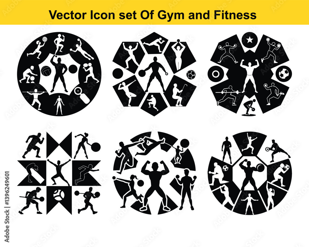 Gym and fitness collection. Group of active people doing fitness and gym activities isolated on white background. Gym and fitness collection. Group of active people doing fitness and gym activities isolated on white background.